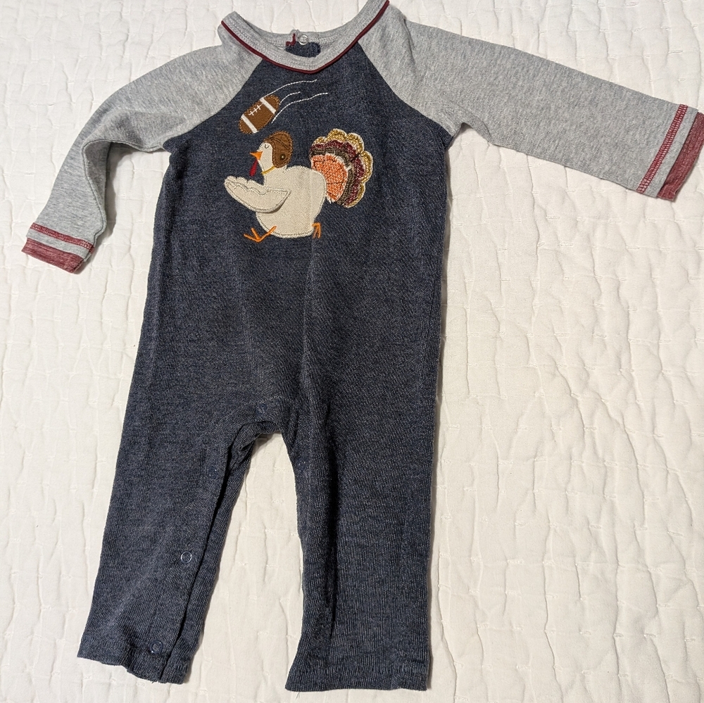 Mud Pie Turkey Football Romper